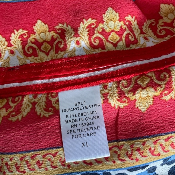 Fashion Nova Red and Gold Sundress Sleeveless V-Neck - Picture 3 of 7